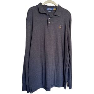 Polo Ralph Lauren Classic Slim Fit Polo Shirt Size XL Gray Long Sleeve Pony